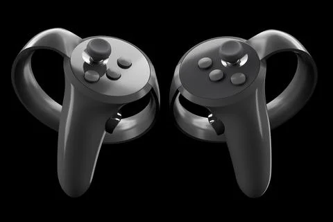 Virtual reality controllers for online and cloud gaming isolated on black 스톡 일러스트
