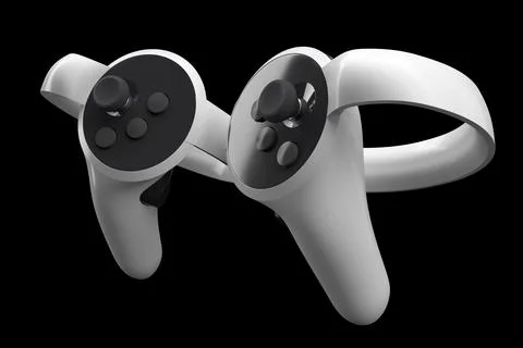 Virtual reality controllers for online and cloud gaming isolated on black Stock Illustration