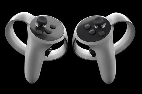 Virtual reality controllers for online and cloud gaming isolated on black Stock Illustration