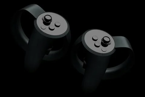 Virtual reality controllers for online and cloud gaming on black background Stock Illustration
