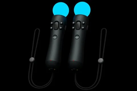 Virtual reality controllers for online and cloud gaming on black background Stock Illustration