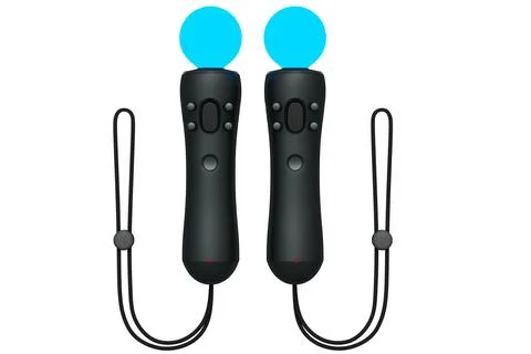 Virtual reality controllers for online and cloud gaming on white background Stock Illustration