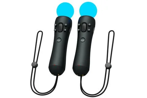 Virtual reality controllers for online and cloud gaming on white background Stock Illustration