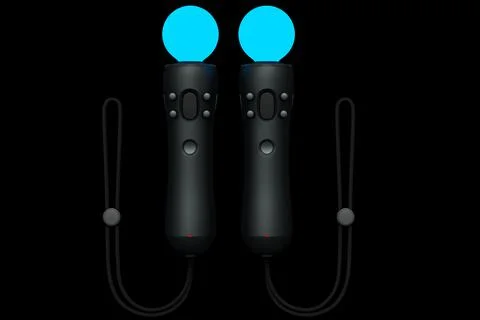 Virtual reality controllers for online and cloud gaming on black background Stock Illustration
