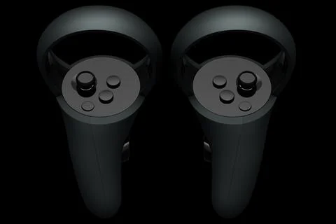 Virtual reality controllers for online and cloud gaming on black background 스톡 일러스트