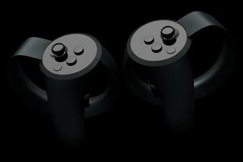 Virtual reality controllers for online and cloud gaming on black background Stock Illustration