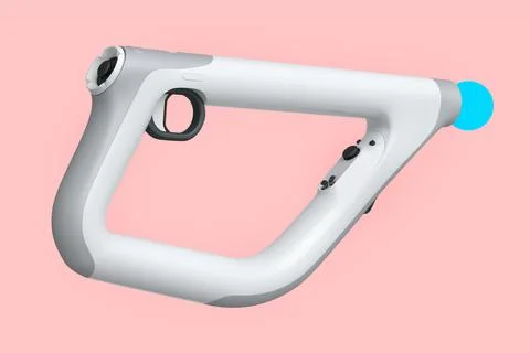 Virtual reality controllers for online and cloud gaming on pink background Stock Illustration