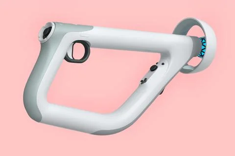 Virtual reality controllers for online and cloud gaming on pink background Stock Illustration