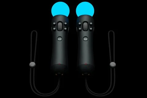 Virtual reality controllers for online and cloud gaming on black background Stock Illustration