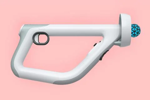 Virtual reality controllers for online and cloud gaming on pink background Stock Illustration