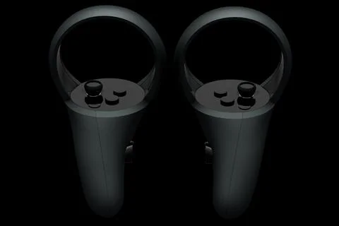 Virtual reality controllers for online and cloud gaming on black background Stock Illustration