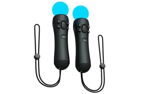Virtual reality controllers for online and cloud gaming on white background Stock Illustration