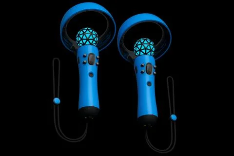 Virtual reality controllers for online and cloud gaming on black background Stock Illustration