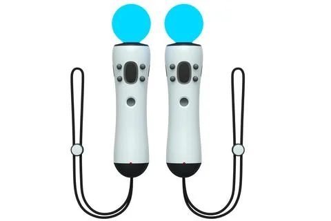 Virtual reality controllers for online and cloud gaming on white background Stock Illustration