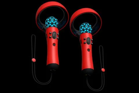 Virtual reality controllers for online and cloud gaming on black background Stock Illustration