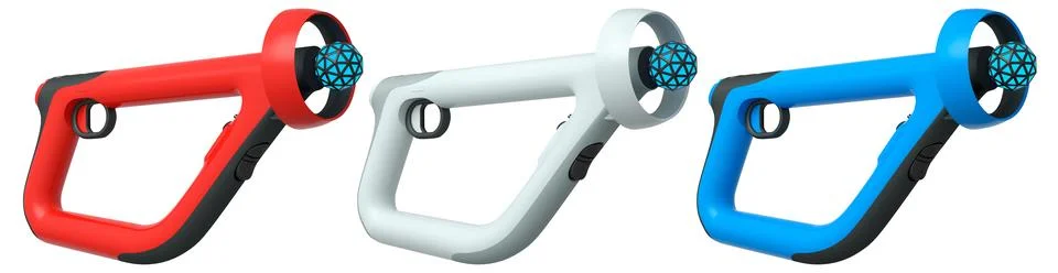 Virtual reality controllers for online cloud gaming showcase modern ergonomic Stock Illustration