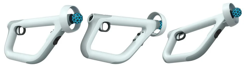 Virtual reality controllers for online cloud gaming showcase modern ergonomic Stock Illustration