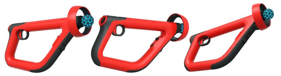 Virtual reality controllers for online cloud gaming showcase modern ergonomic Stock Illustration