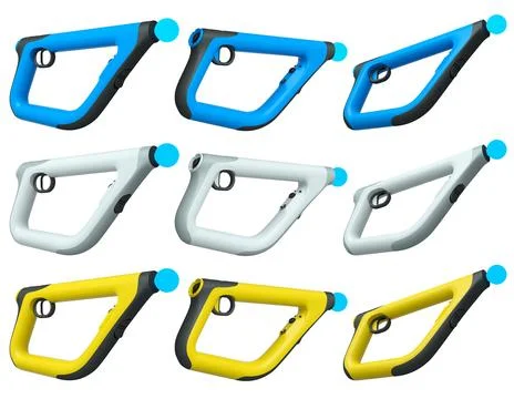 Virtual reality controllers for online cloud gaming showcase modern ergonomic Stock Illustration