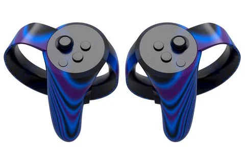 Virtual reality controllers for online gaming with seamless wavy pattern イラスト素材