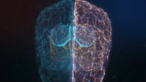 Virtual Reality Creates Brain With Futuristic Knowledge On Dark Background Stock Footage 172033363