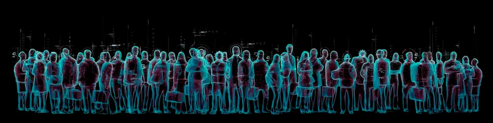 Virtual reality crowd panorama 스톡 일러스트