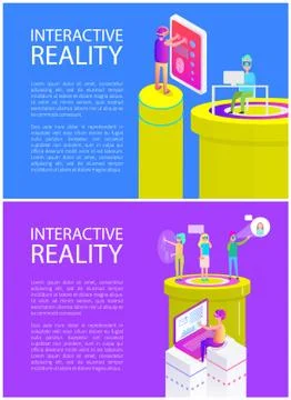 Virtual Reality Cyberspace Set Vector Illustration Stock Illustration