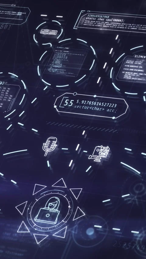 Virtual reality data charts, infographics with computer code. Stock Footage 318269016