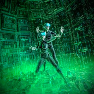 Virtual reality data core explorers Stock-Illustration