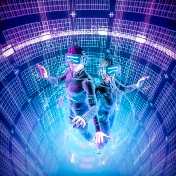 Virtual reality datasphere teamwork Stock Illustration