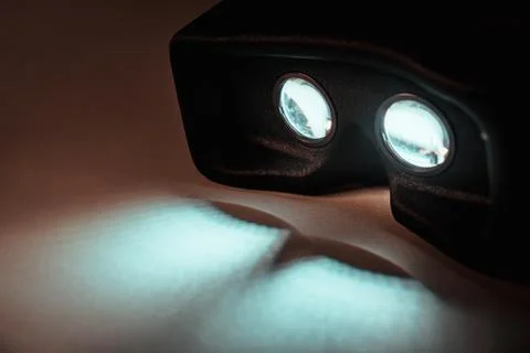 Virtual reality device with light up. Teal and orange style Stock Photos