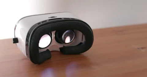 Virtual reality device playing video inside Stock Footage