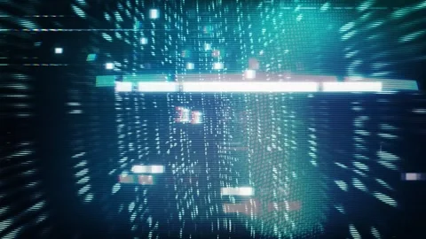 Virtual Reality Digital Glitch in Cyber Network, Digital Motion Background Stock Footage 292145618