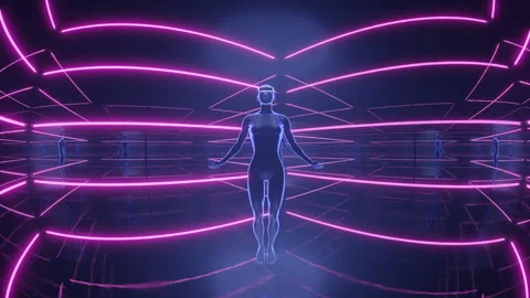 Virtual reality digital technology metaverse concept. Human in VR glasses floats Stock Footage 201338248