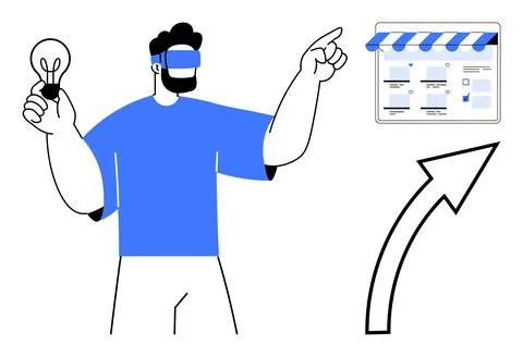 Virtual reality, e-commerce innovation, online business, creative ideas, tech Stockillustratie