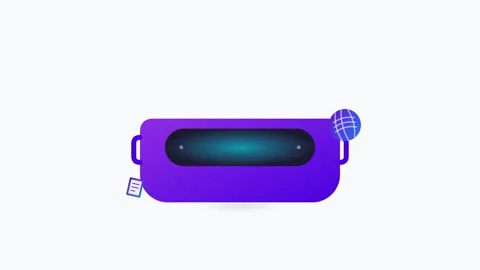 Virtual Reality Educational Headset Icon with Orbiting Knowledge Symbols Stock Footage 346130845