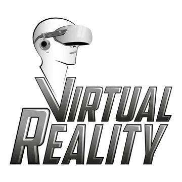 Virtual Reality emblem, headset vector modern illustration icon. Stock Illustration
