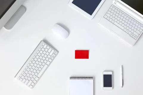 Virtual Reality Environment Top View on White Table Stock Photos