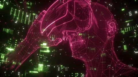 Virtual reality experience, computer technology, player avatar inside cybersp Video stock 103049963