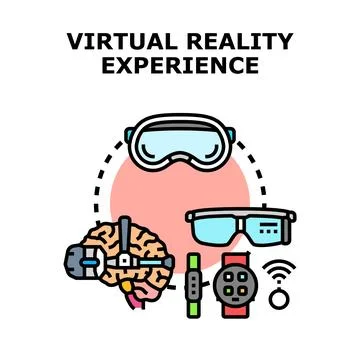 Virtual reality experience concept with immersive technology devices Stock Illustration