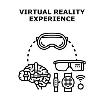 Virtual reality experience concept with immersive technology devices Stock Illustration
