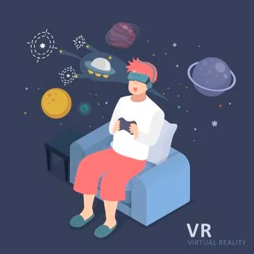 Virtual reality experience 스톡 일러스트