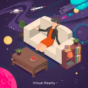 Virtual reality experience 스톡 일러스트