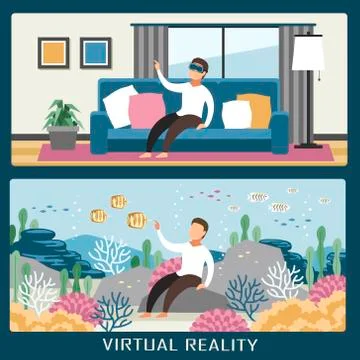 Virtual reality experience Stock Illustration
