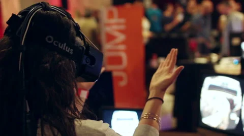Virtual Reality Expo Hands Leap Motion Stock Footage 49022428
