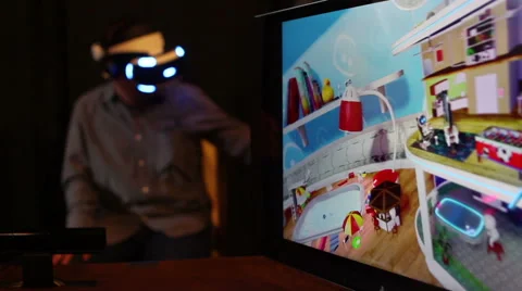 Virtual Reality Expo Sony Project Morpheus for Playstation 4 Video stock 48348067