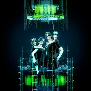 Virtual reality family data cloud Stock Illustration