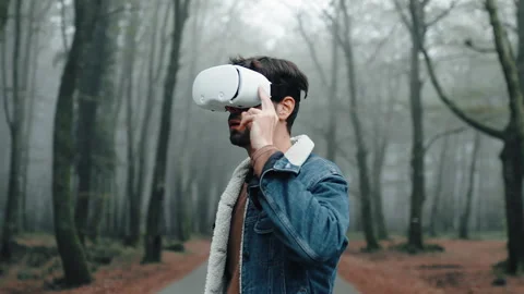 Virtual reality into the forest Stock Footage 221557147