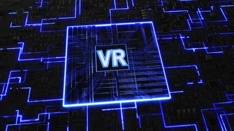 Virtual Reality. Futuristic Animation Inside Circuit Board Computer Motherboard. Stock Footage 166648275