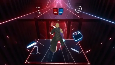 Virtual Reality Game Beat Saber Stock Footage 132611072